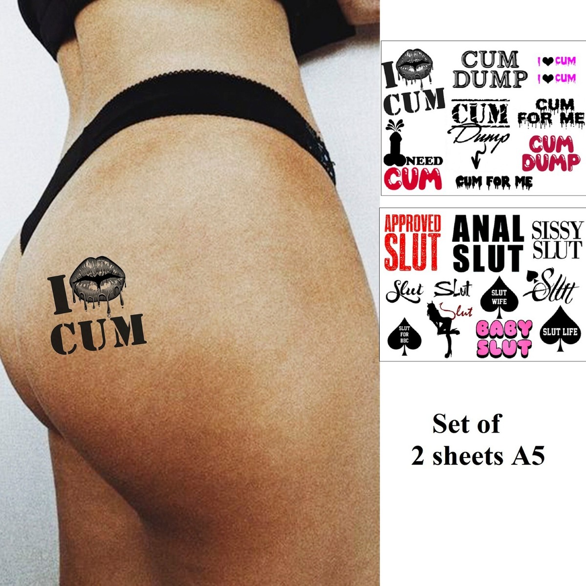 Tattoo Trashy slut full of shaming words written on her body15
