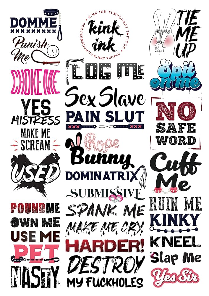 Tattoo Trashy slut full of shaming words written on her body2