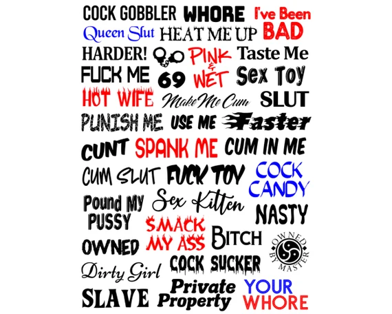 Tattoo Trashy slut full of shaming words written on her body5
